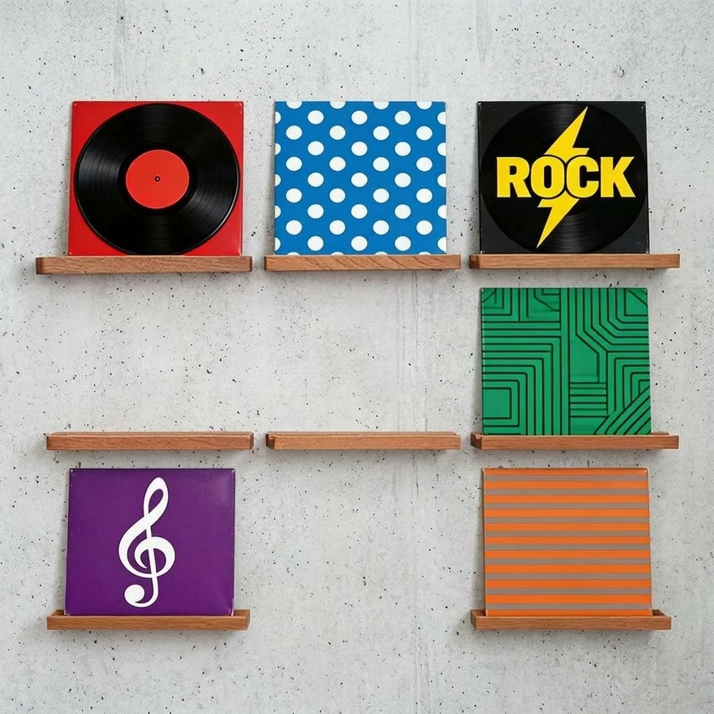 Wooden Wall Mount Vinyl Record Display Rack CD Album Storage Holder