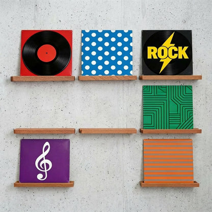 Wooden Wall Mount Vinyl Record Display Rack CD Album Storage Holder