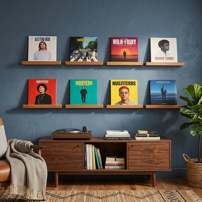 Wooden Wall Mount Vinyl Record Display Rack CD Album Storage Holder