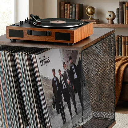 Stackable Wood Metal Vinyl Record Rack Classical Music Album File Organizer